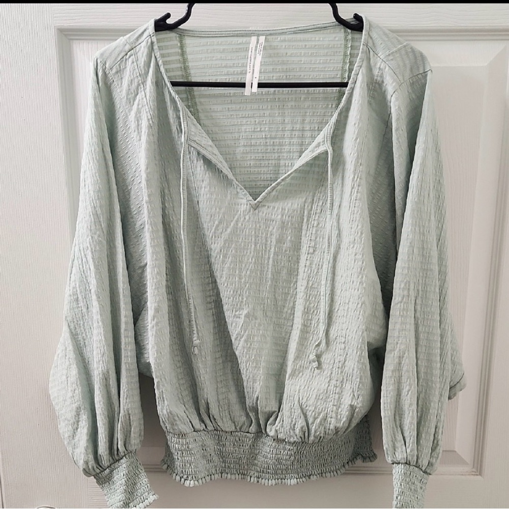 Anthropologie Light Sage Green Peasant Blouse